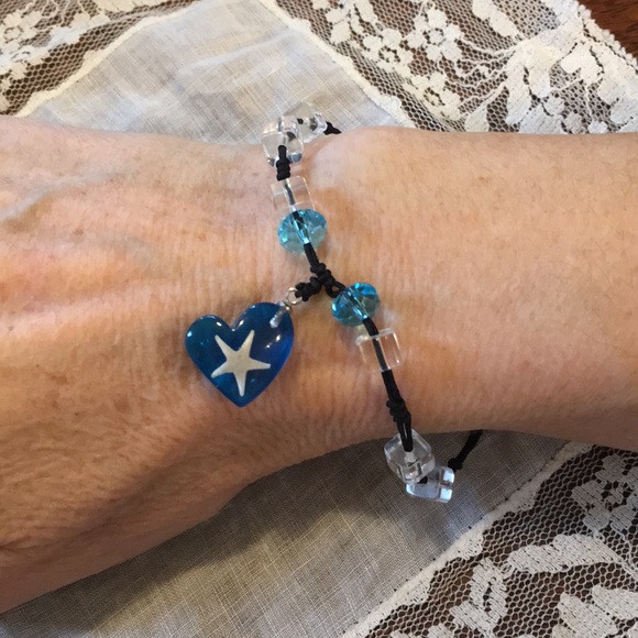 Blue Star Beaded Adjustable Bracelet - Picture 3 of 6